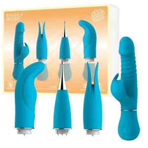 Vibrator ENGILY ROSS Eivian. cu 4 piese interschimbabile. funcție de penetrare. 8 funcții de vibrație. 3 viteze. albastru