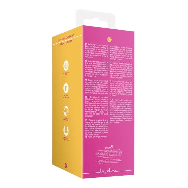 Vibrator LOVELINE Non-Phallic Vibrating Dildo Medium. cu ventuză. compatibil cu ham strap-on. 10 funcții de vibrație. 18.1 cm. roz