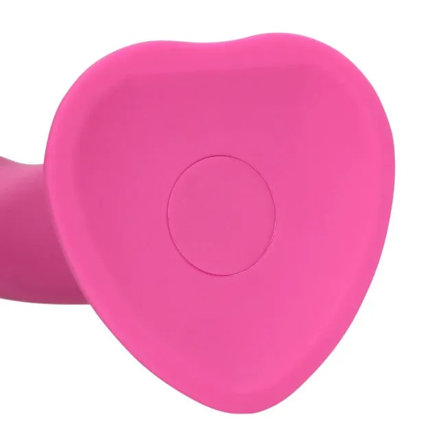 Vibrator LOVELINE Non-Phallic Vibrating Dildo Medium. cu ventuză. compatibil cu ham strap-on. 10 funcții de vibrație. 18.1 cm. roz