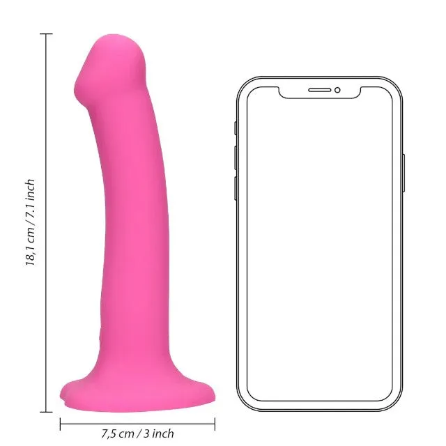 Vibrator LOVELINE Non-Phallic Vibrating Dildo Medium. cu ventuză. compatibil cu ham strap-on. 10 funcții de vibrație. 18.1 cm. roz