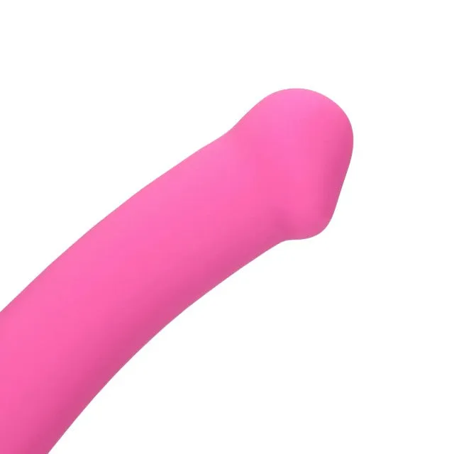 Vibrator LOVELINE Non-Phallic Vibrating Dildo Medium. cu ventuză. compatibil cu ham strap-on. 10 funcții de vibrație. 18.1 cm. roz