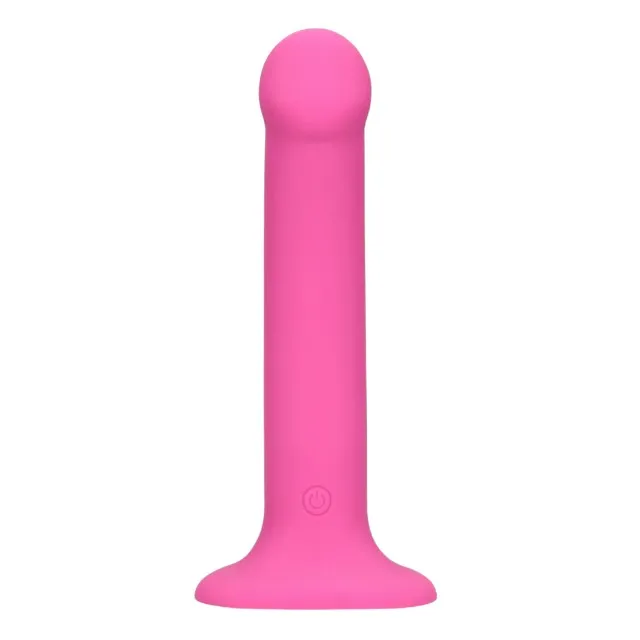 Vibrator LOVELINE Non-Phallic Vibrating Dildo Medium. cu ventuză. compatibil cu ham strap-on. 10 funcții de vibrație. 18.1 cm. roz