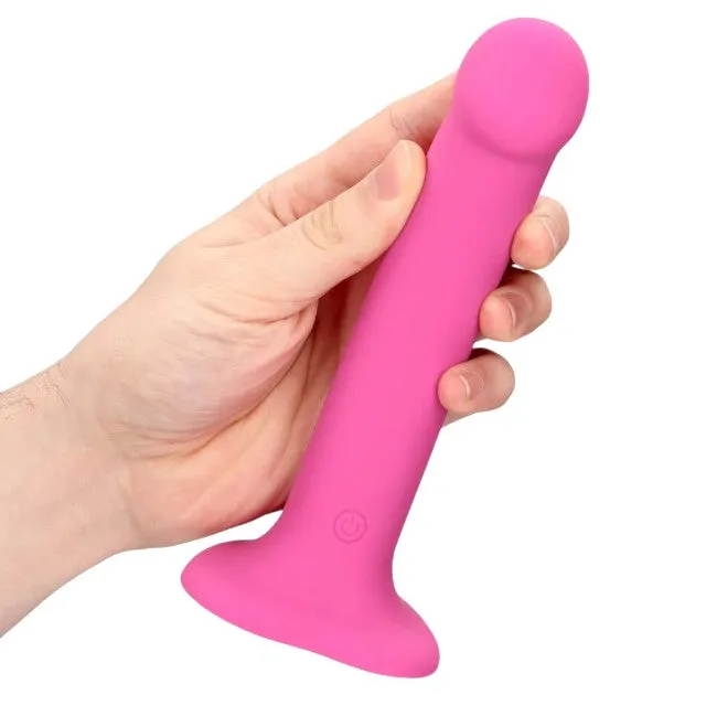Vibrator LOVELINE Non-Phallic Vibrating Dildo Medium. cu ventuză. compatibil cu ham strap-on. 10 funcții de vibrație. 18.1 cm. roz