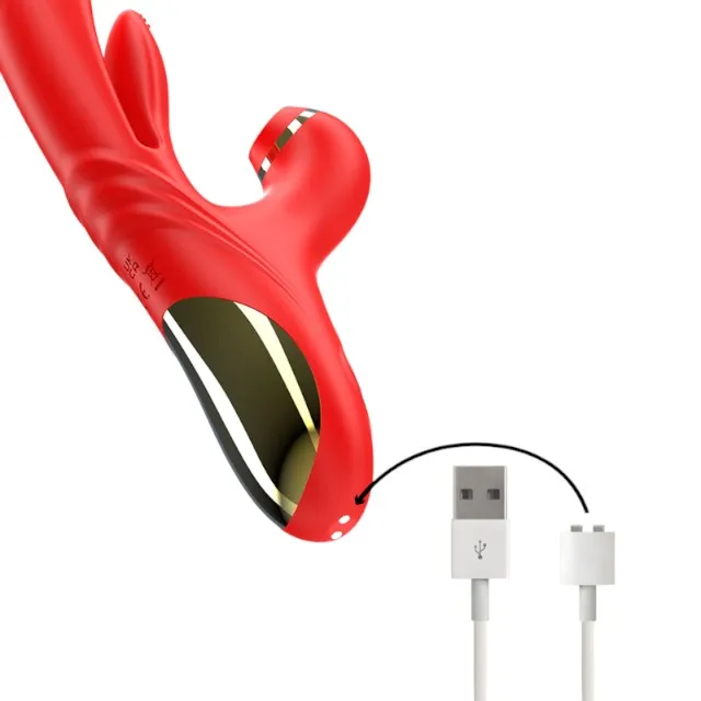 Vibrator multifuncțional INTENSE KAROL. 3 funcții de penetrare automată. 10 funcții de oscilare. 7 funcții de aspirare. roșu