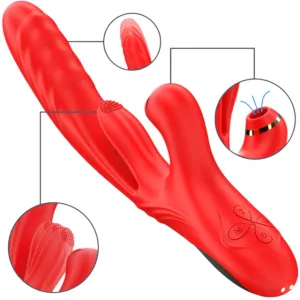 Vibrator multifuncțional INTENSE KAROL. 3 funcții de penetrare automată. 10 funcții de oscilare. 7 funcții de aspirare. roșu