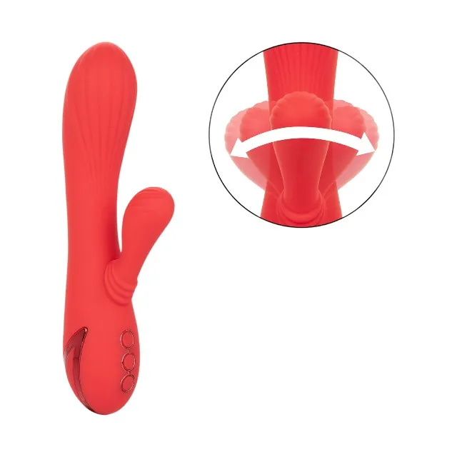 Vibrator rabbit CALEXOTICS Palisades Passion. pentru stimularea clitorisului și punctului G. cu funcție de încălzire. 10 funcții de vibrație. roșu
