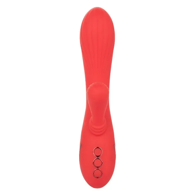 Vibrator rabbit CALEXOTICS Palisades Passion. pentru stimularea clitorisului și punctului G. cu funcție de încălzire. 10 funcții de vibrație. roșu