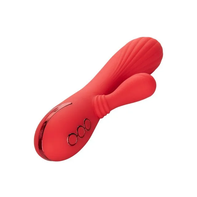 Vibrator rabbit CALEXOTICS Palisades Passion. pentru stimularea clitorisului și punctului G. cu funcție de încălzire. 10 funcții de vibrație. roșu
