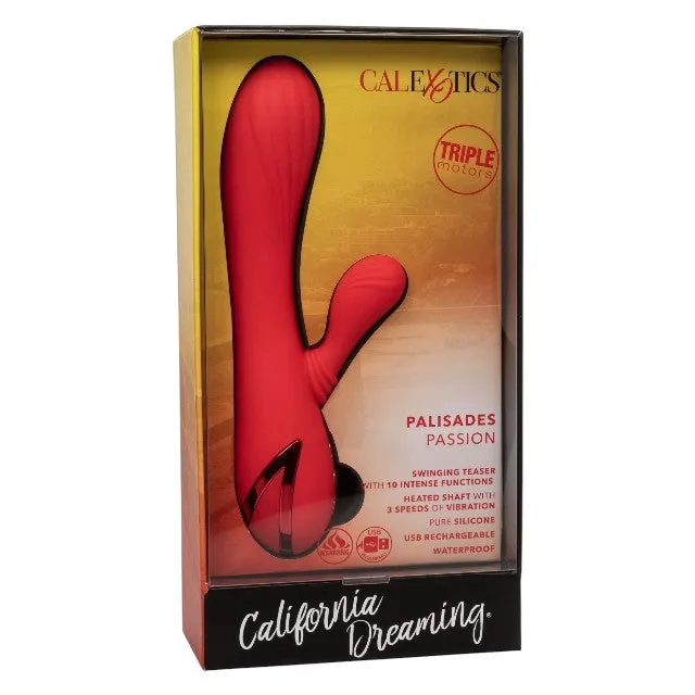 Vibrator rabbit CALEXOTICS Palisades Passion. pentru stimularea clitorisului și punctului G. cu funcție de încălzire. 10 funcții de vibrație. roșu