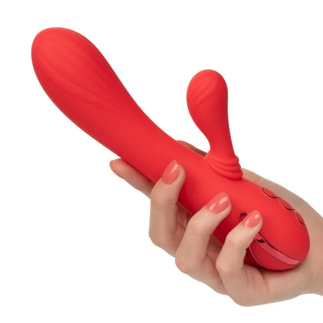 Vibrator rabbit CALEXOTICS Palisades Passion. pentru stimularea clitorisului și punctului G. cu funcție de încălzire. 10 funcții de vibrație. roșu