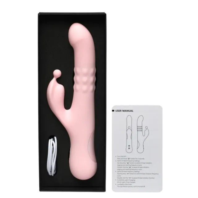 Vibrator rabbit INTY TOYS BLOOM. cu funcții de umflare și penetrare automată. 10 funcții de vibrații ultra-puternice. 24.7 cm. roz