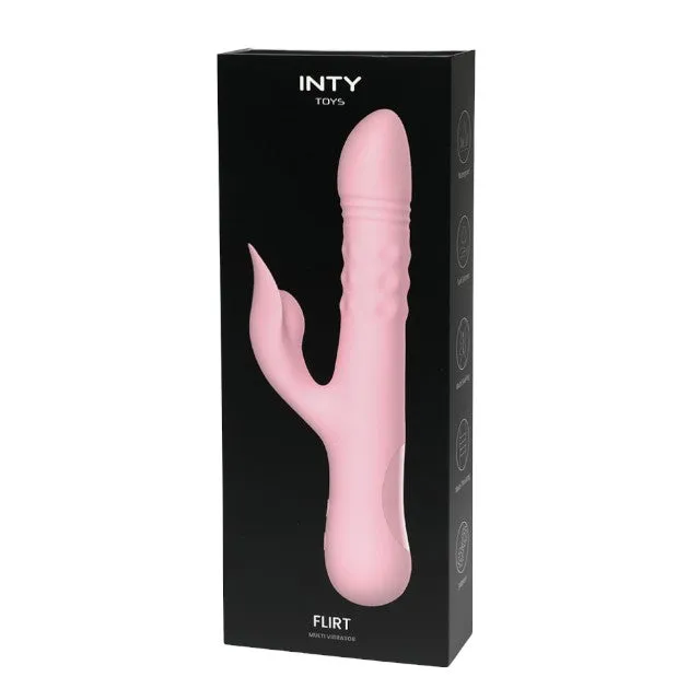 Vibrator rabbit INTY TOYS FLIRT. cu funcții de umflare și penetrare automată. 10 funcții de vibrații ultra-puternice. 24 cm. roz