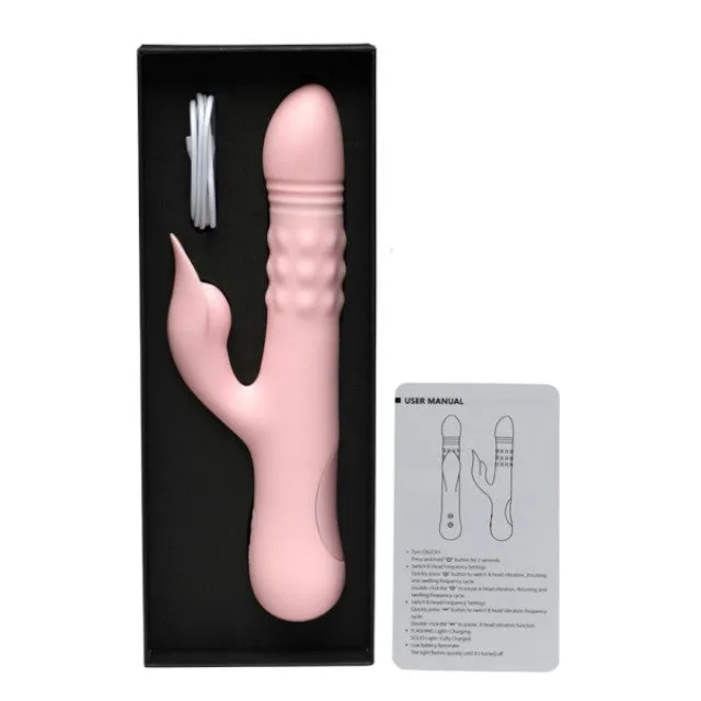 Vibrator rabbit INTY TOYS FLIRT. cu funcții de umflare și penetrare automată. 10 funcții de vibrații ultra-puternice. 24 cm. roz